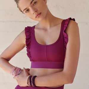 Free People Movement Ruffle Me Up Bra in Aubergine Size S